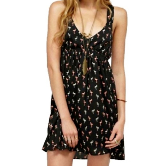 Roxy Dresses & Skirts - Roxy black flamingo print dress